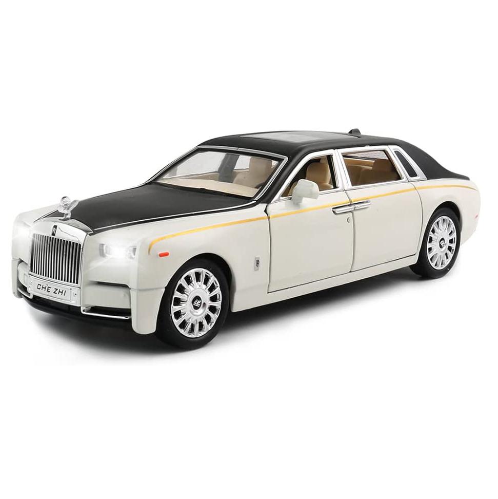 Модель автомобиля Phantom в масштабе 1/24, игрушка из цинкового сплава с откидной спинкой, литые игрушечные машинки со звуком и светом для детей, коллекция подарков для мальчиков и девочек
