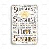 Vintage Garden Art Poster Metal Tin Sign You Are My Sunshine Posters Metal Signs for Backyard Bedroom Home Wall Decor Plaque