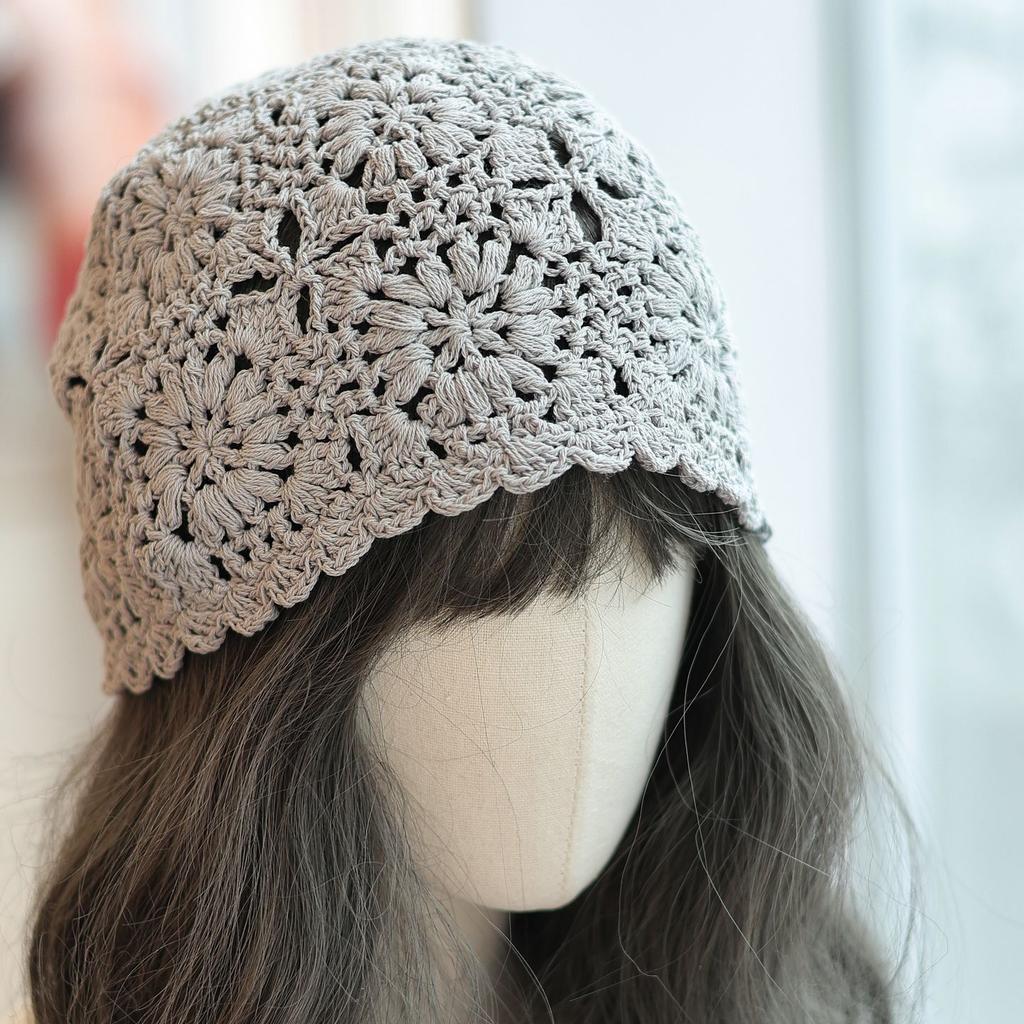 Mori double-row crochet sweet hollow baotou hat female retro literary cotton thread spring and summer breathable pullover hat