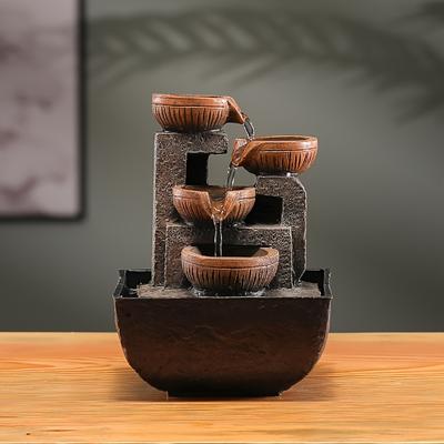 1 настольный фонтан-водопад из смолы, настольное устройство для проточной воды, работающее от USB, расслабляющее украшение в стиле фэн-шуй, подходит для различных типов помещений