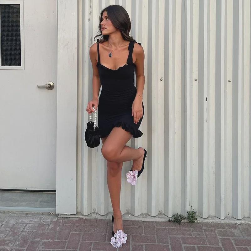 2024 Сексуальное облегающее платье с глубоким вырезом и открытыми плечами в европейском и американском стиле для женщин