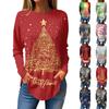 Футболки для женщин, осенние повседневные рубашки с длинным рукавом, толстовки с винтажным графическим принтом, топы, пуловеры, рождественские