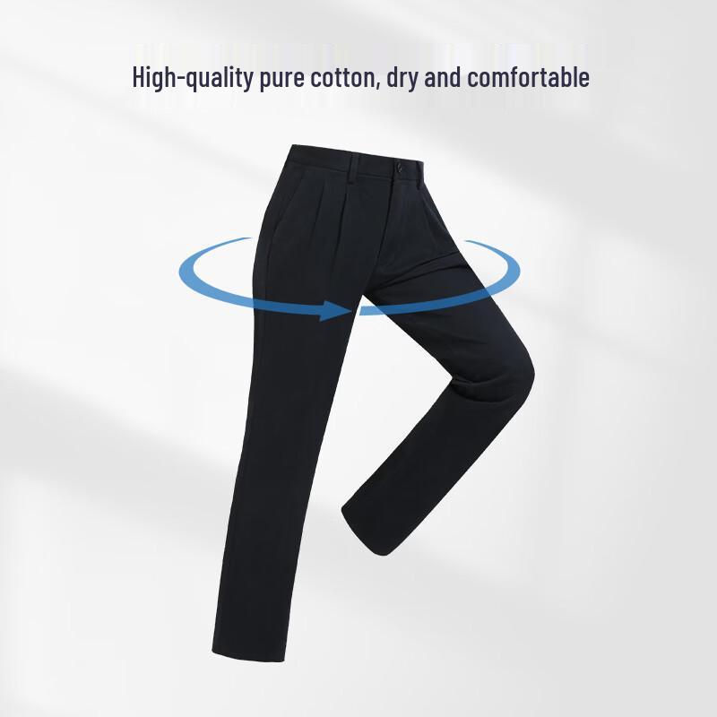 Langdeng Men's Cotton Business Casual Pants