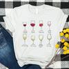 Tees Fashion Custom T-Shirt New 90S Cute Short Sleeve Female Clothes Tshirts Red Wine Glass Pattern Cartoon Graphic O-Neck