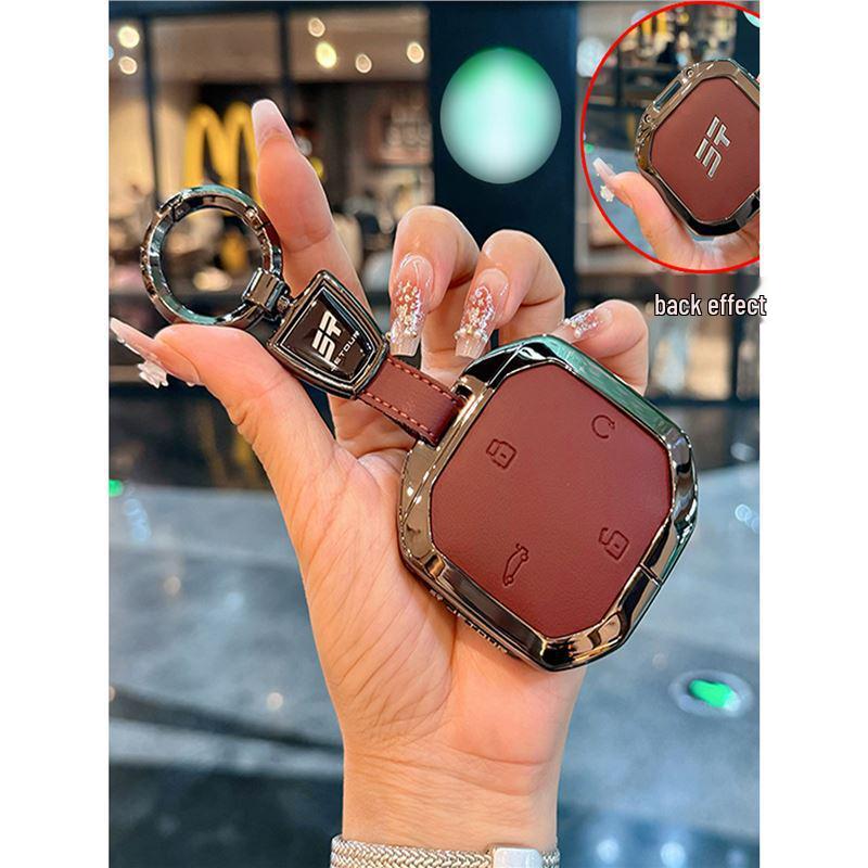 Кожаный чехол для ключа с металлическим зажимом для моделей Jetour Freedom 2024-2025