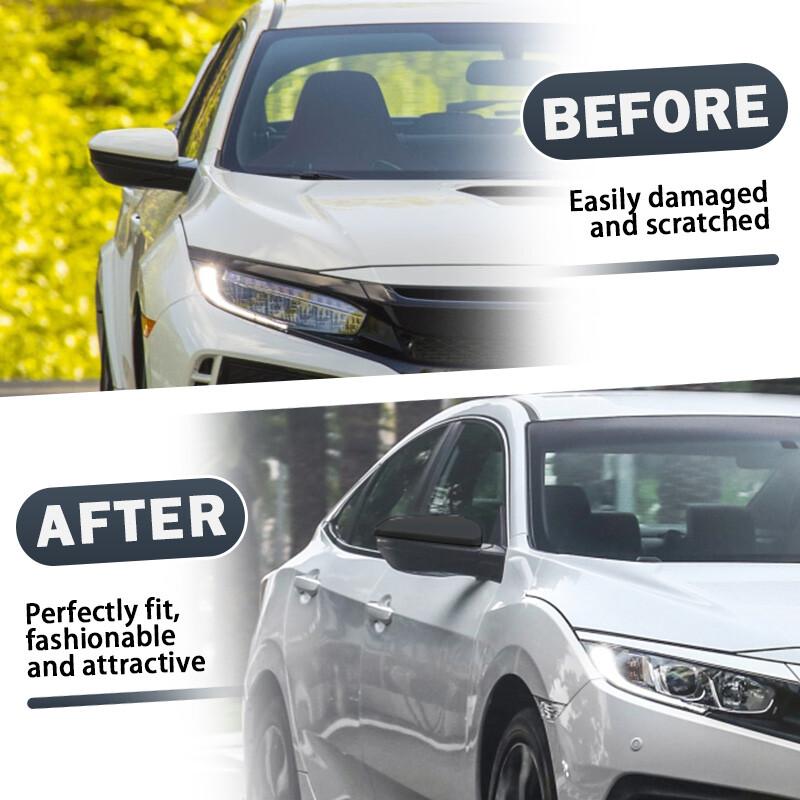 Left+Right For 2016-21 Honda Civic 10th Side View Mirror Cover Caps Gloss Black