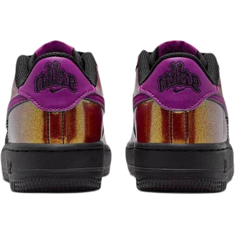 Nike Nike Air Force 1 Support Low Детские скейтбордические кроссовки Черный Золотой Подростки IQ2736-001