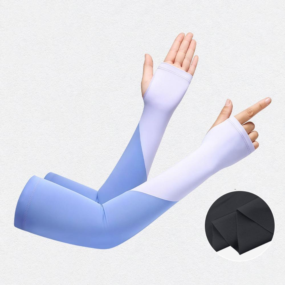 Thin Half Finger Ice Sleeves Two Fingers with Exposed Breathable Summer Long Arm Covers Polyester Sun Protection
