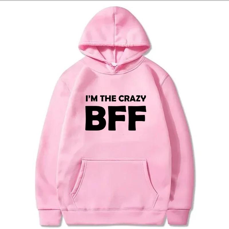 Худи с принтом BFF Осень Зима Женское Мужское Повседневное Свободное Простое Модное Удобное С круглым вырезом С длинным рукавом Флисовые Толстовки