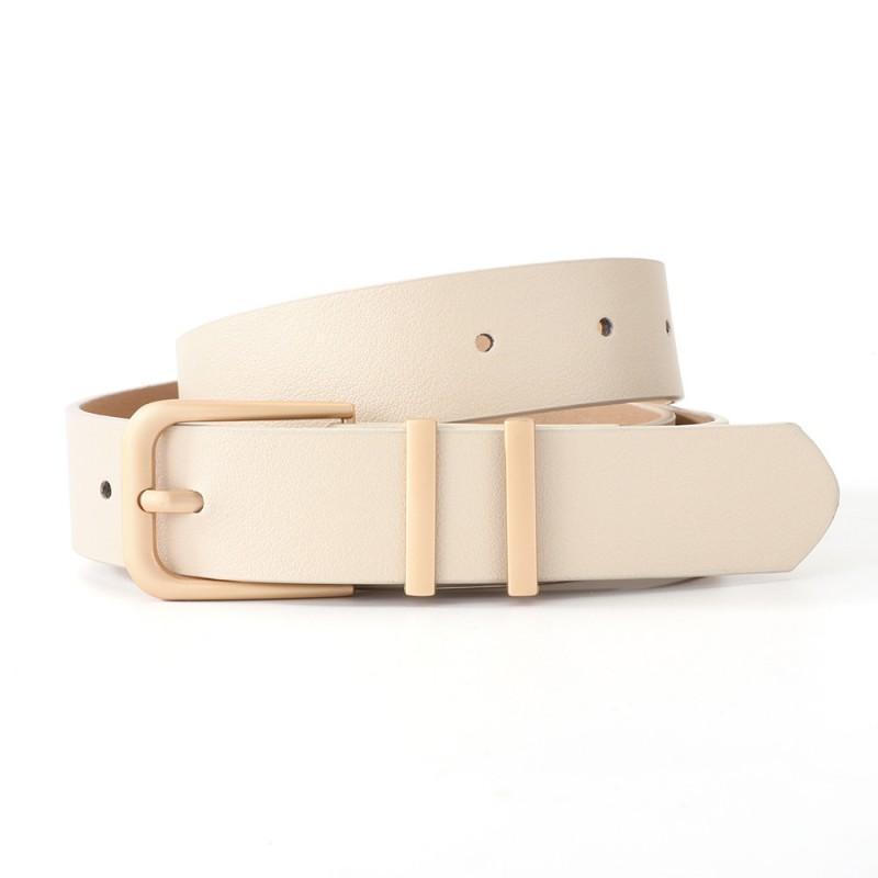 Minimalist Womens Faux Leather Belt With Gold-Tone Pin Buckle Dual Loop Jeans Skirts Office Chic Outfits