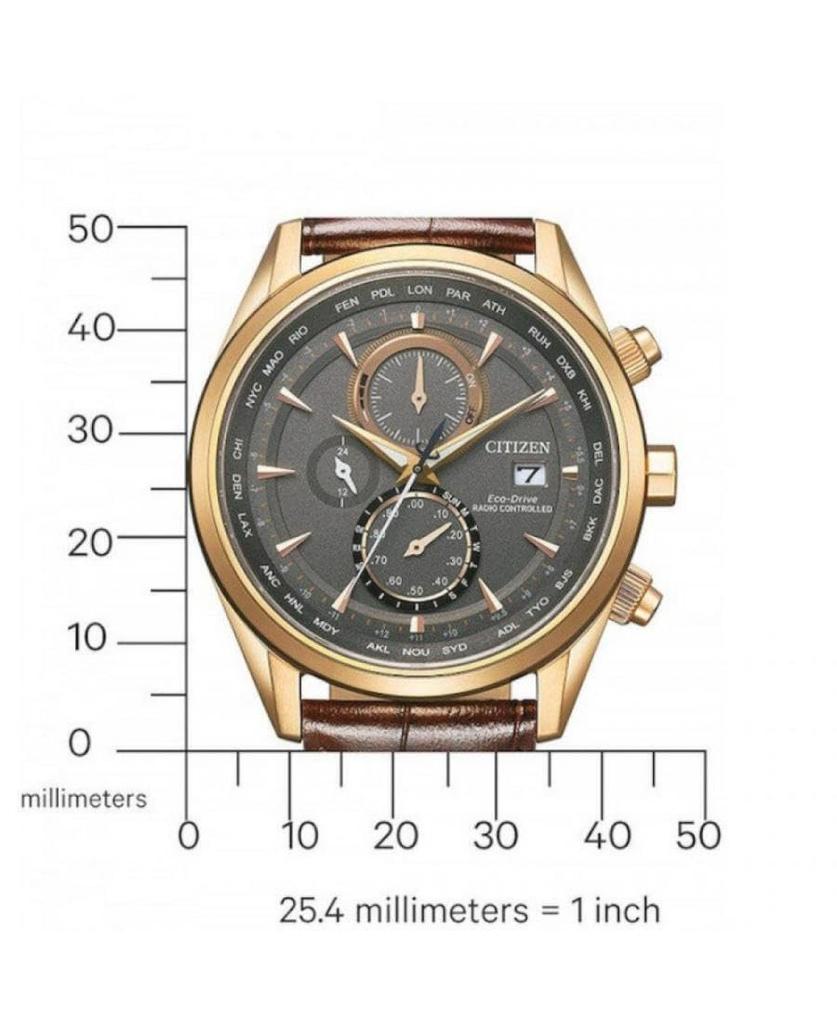 Citizen Chronograph Watch with Leather Strap Brown One Size One Sports Chronograph with Luxurious Men's Eco-Drive AT8263-10H Classic, Brown, Size,