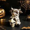 Unique Holiday Gift for Cow Lovers Halloween Resin Highland Figurine, Mummy Holding Skull Cute Tabletop Decorative Statue Ornament, Creative