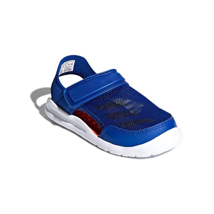 adidas Fortaswim Кожа Space Удобные Универсальные Плоские Детские Сандалии Детские Сандалии Синий Оранжевый Белый AC8253