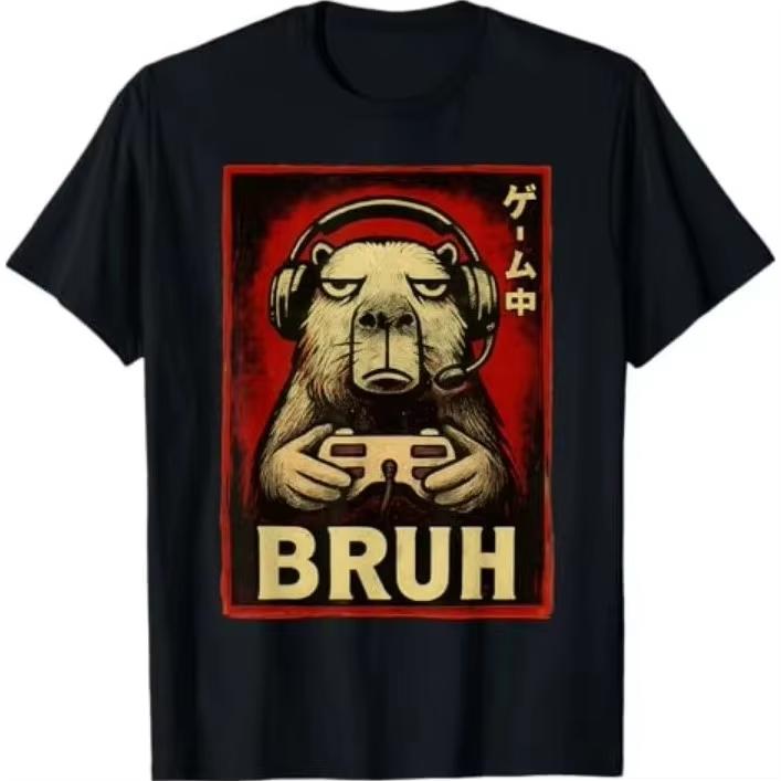 Capybara Gamer Bruh Graphic Tee Unisex Casual Streetwear Tshirt For Gamers