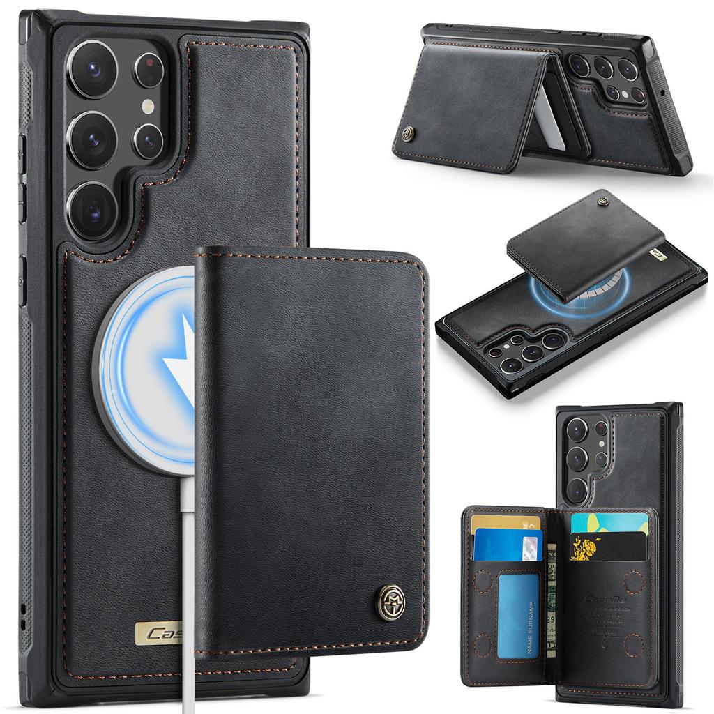 For Samsung Galaxy S22 Ultra 5G Magnetic Case CASEME ME80 Series Leather PC TPU Phone Cover with Detachable Wallet