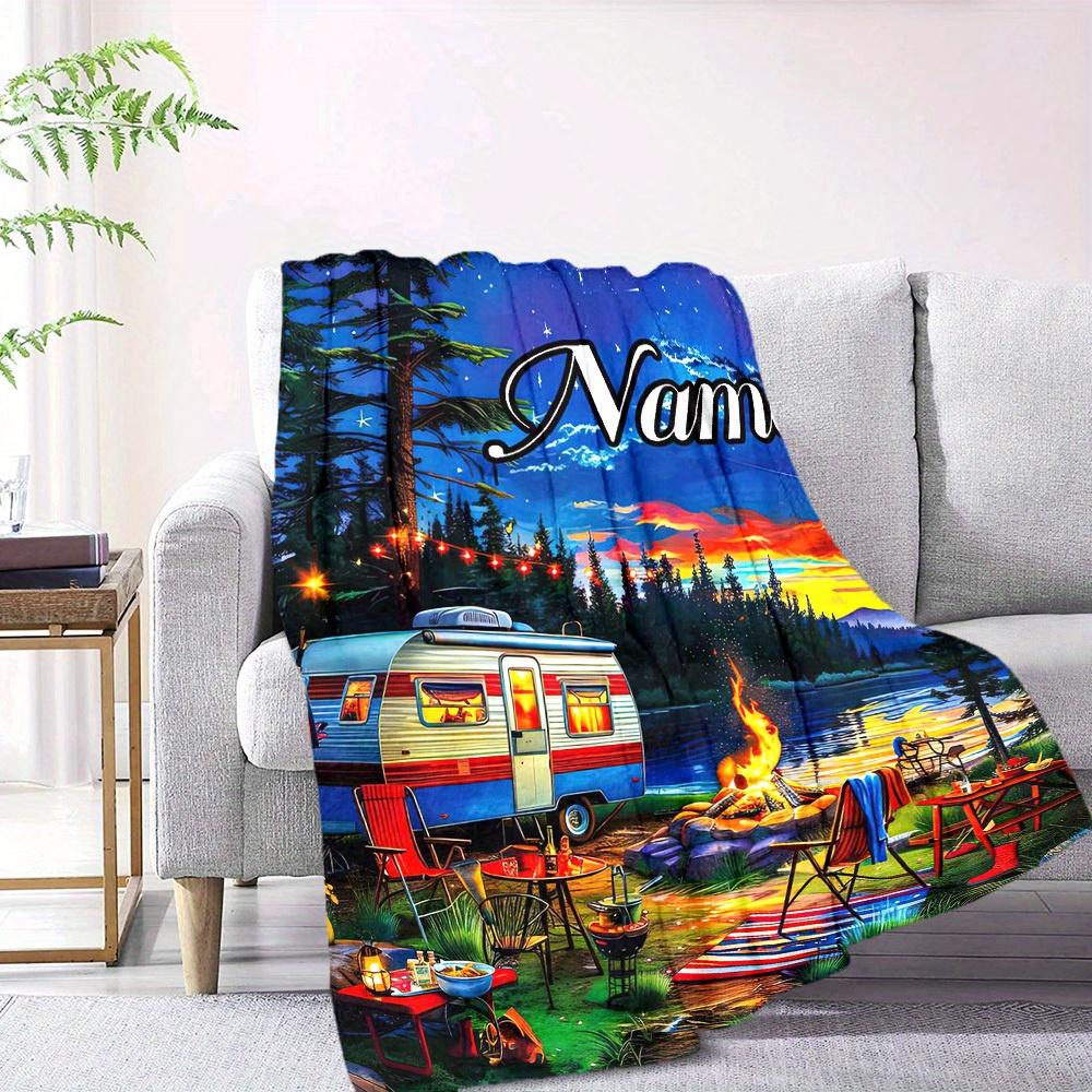 Camping Scene Home Custom Blankets Comfortable Soft Lightweight Allseason Multipurpose Blanket For Picnics Sofas Offices Beds Living Rooms Perfect