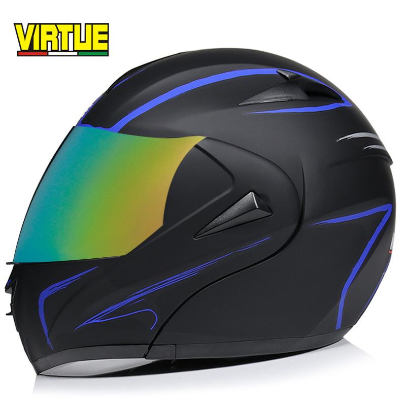 VIRTUE Motorsport Electric Non Motorcycle Helmet Men's Half Helmet Double Lens Full Helmet Running Helmet Carbon Fiber Pattern Road