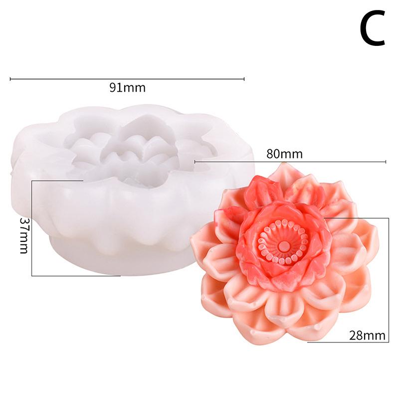 3D Lotus Silicone Molds For Diy Flowers Fondant Cupcake Chocolate Candy Ice Cream Sugar Desserts Candle Soap Plaster Resin Mold