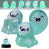 Halloween Mini Ghost Figures with Box Miniature Glow-in-The-Dark Ghost Figurine Luminous Tiny Ghost Toy for Home Party Decor