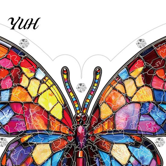 Colorful Glass Effect Suncatcher Acrylic Puzzle Butterfly for Window, Stained Jigsaw Ornament Ornament, Window Hanging Decoration Indoor Outdoor Decor