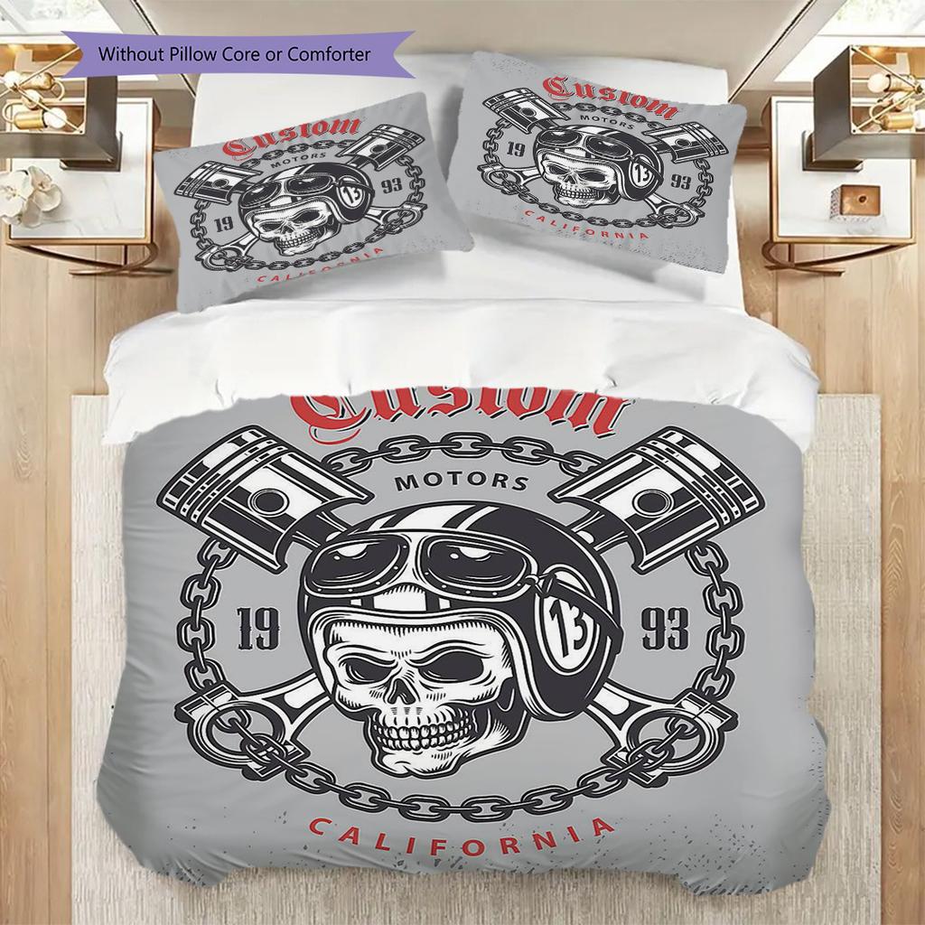 Ride Live Born Ride Three-piece set (1 * duvet cover + 2 * pillowcase, without core) 2D Flat Christmas birthday gift Duvet cover and pillowcase