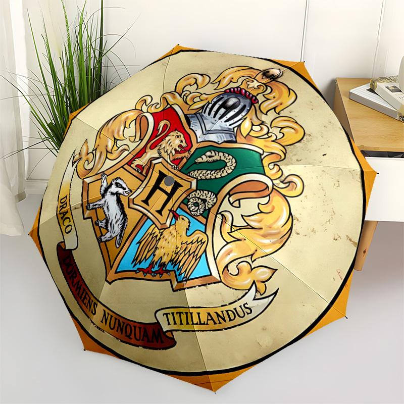 1pc Hogwarts Crest Automatic Folding Umbrella - Compact 8-Rib Design, Durable Plastic & Iron, Perfect Gift for Friends & Family,  yy250923060