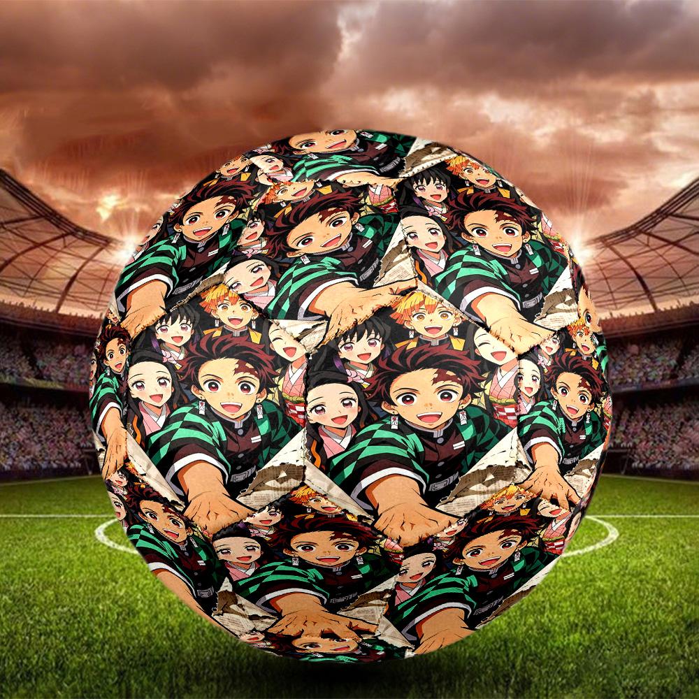 Demon Slayer Print Size 5 Soccer Ball, Standard Match Football for Sports Game and Team Practice, Ideal Gift for Soccer Fans