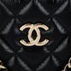 Chanel 24b Золотой Металлический Логотип Кожаная Цепочка Алмазный Узор Материал из Овчины С Золотой Пряжкой Ракушка Сумка Сумка на Плечо Женская Черный