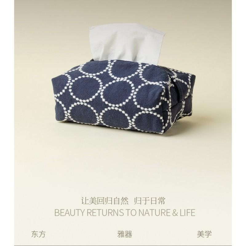 Handmade Sashiko Cloth Tissue Box Vintage Home Office Decor
