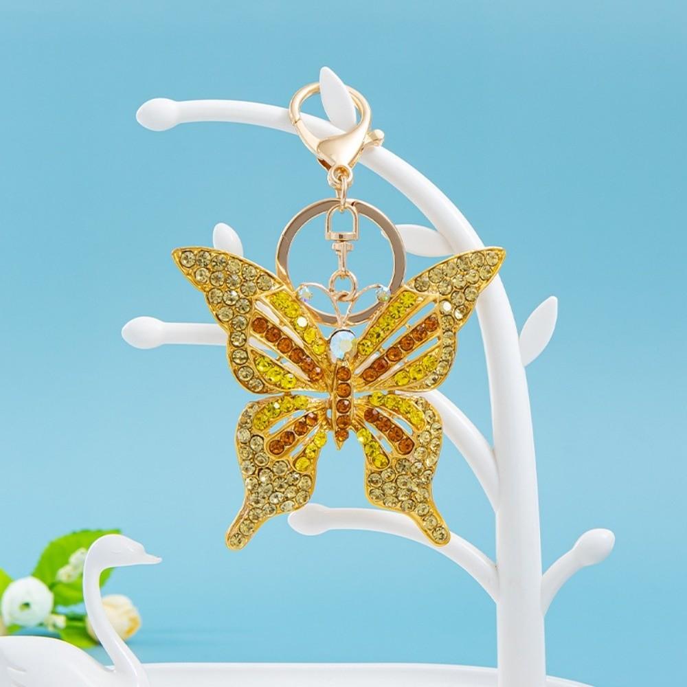 Hollow Butterfly Keychain Retro Style Rhinestone Keychain Butterfly Bag Charm Backpack Accessories
