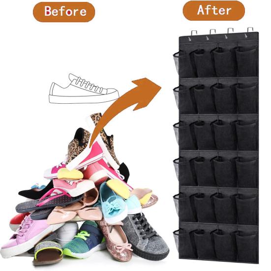 12/24 Grids Shoe Rack Storage Bag Transparent Oxford Cloth PVC Organizer Multi Layer Hand Washable Shoe Holder