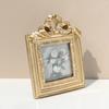 Classic Retro Photo Frame, Vintage Faux Wood Carving Frame, Decorative Desktop/Wall Frame, Gold Floral Engraving, Home Decor, Resin Frame