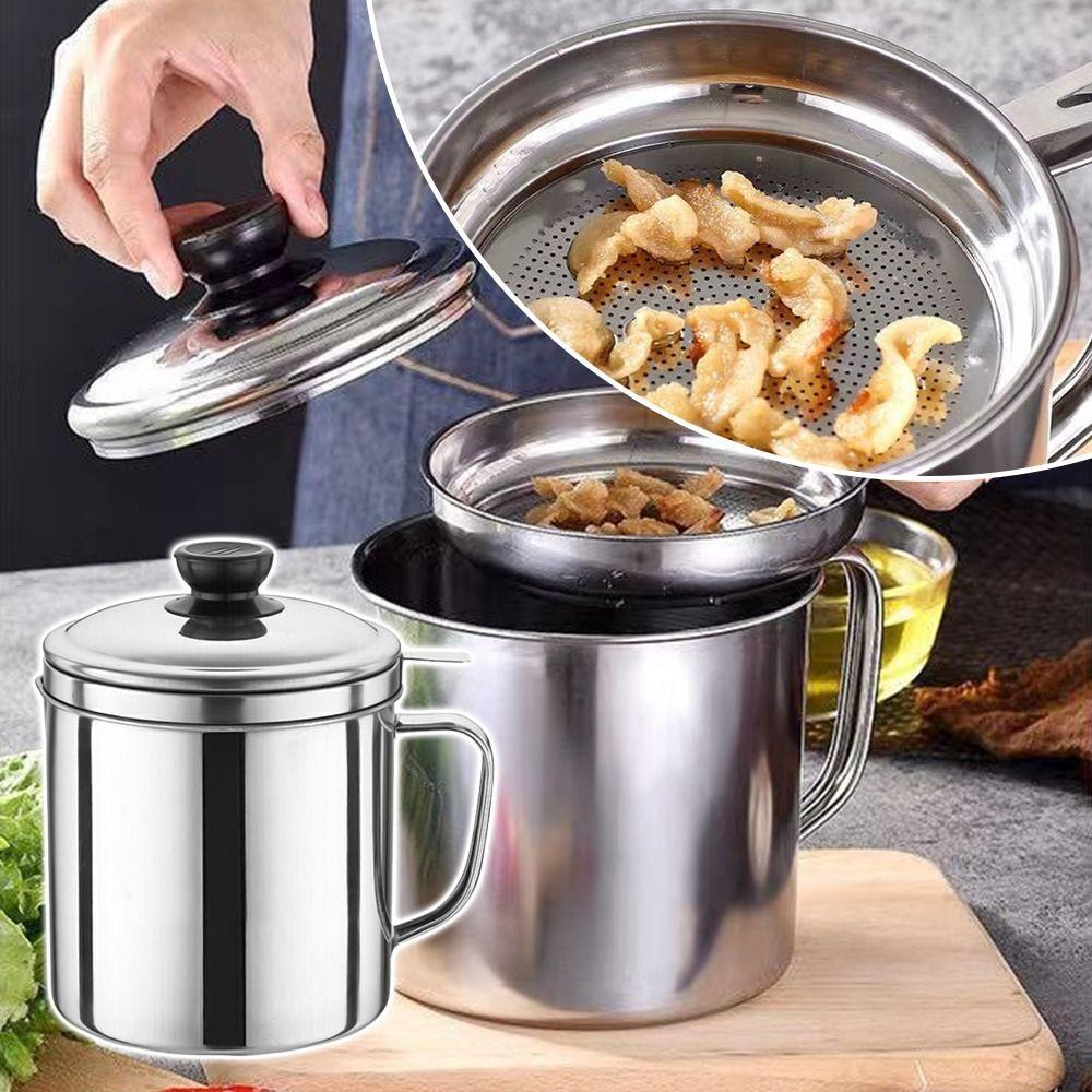 Durable Can Kitchen Cooking Tool Oil Filter Storage Tank Oil Pot Grease Container