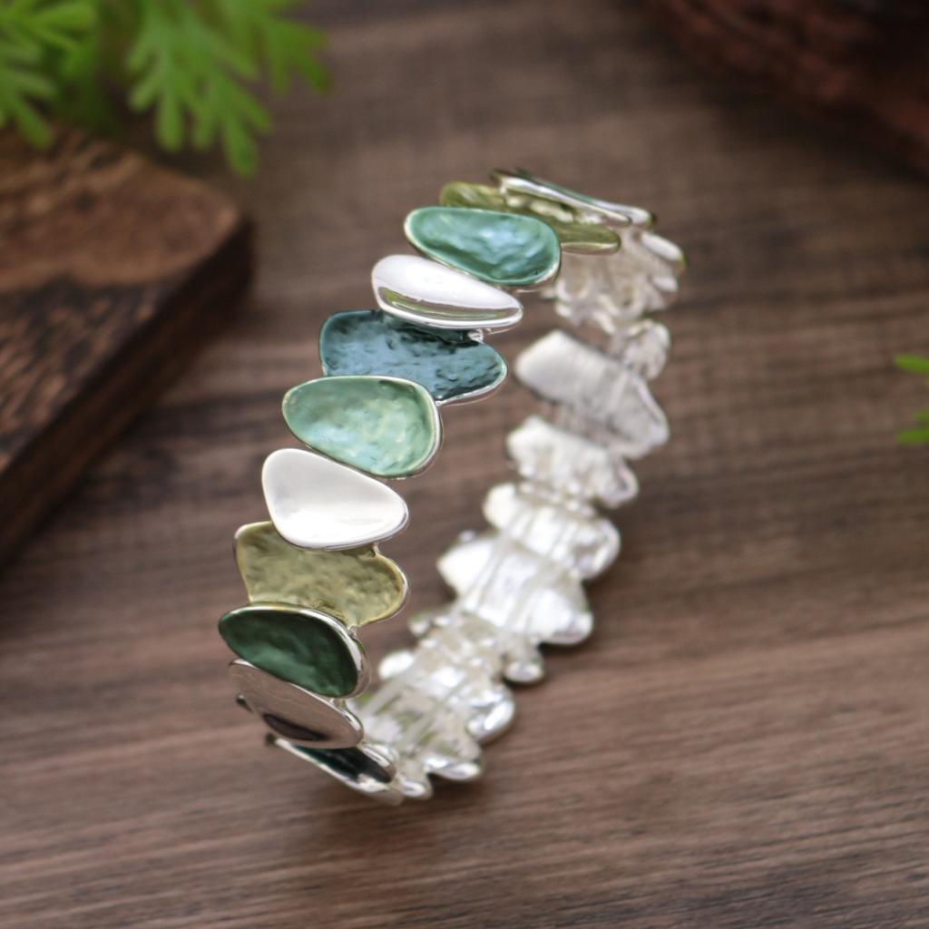 Новый эмалевый геометрический браслет-резинка с лепестками, женский модный высококлассный браслет-резинка с цветком