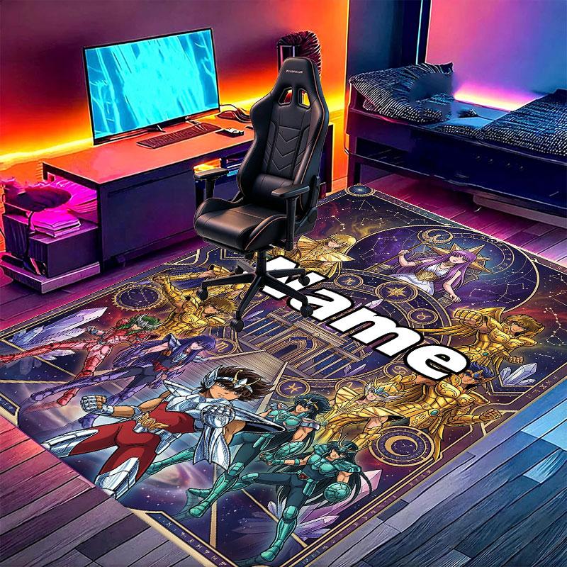 Custom Name Personalized Saint Seiya Print Carpet, Versatile Home Decor Rug, for Playroom, Apartment, Balcony, Entryway, Hallway Gift