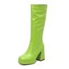 Women's High-heeled Boots Autumn and Winter New Candy-colored Thick-heeled Large-size Medium Boots