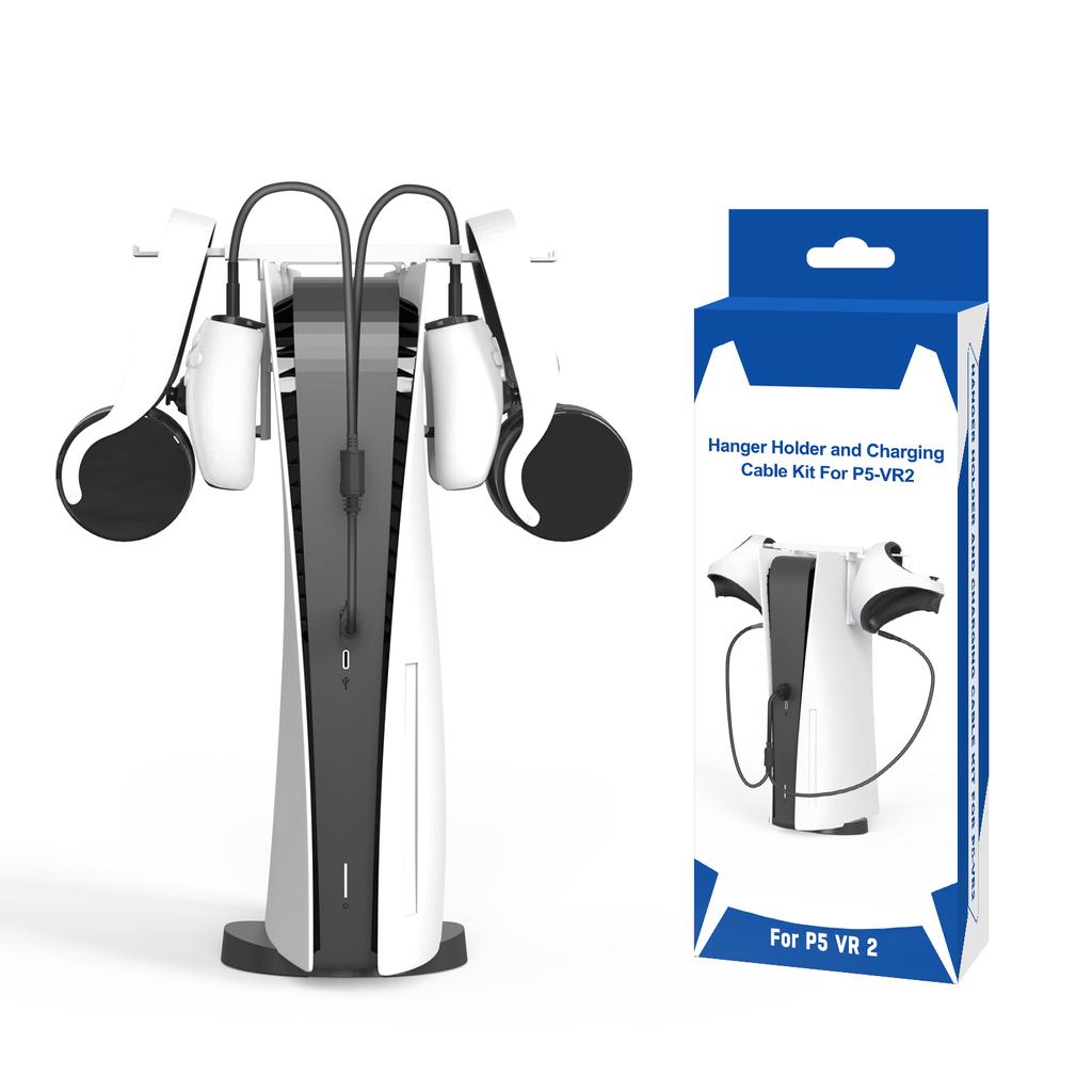 Прочная и устойчивая подставка для дисплея VR для PS VR 2, стеклянный держатель для дисплея, стойка для хранения с аксессуаром в виде зарядного кабеля