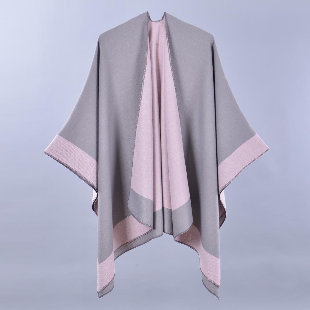 Women's Versatile Solid Color Spring Scarf Shawl - Imitation Cashmere Poncho for All Seasons