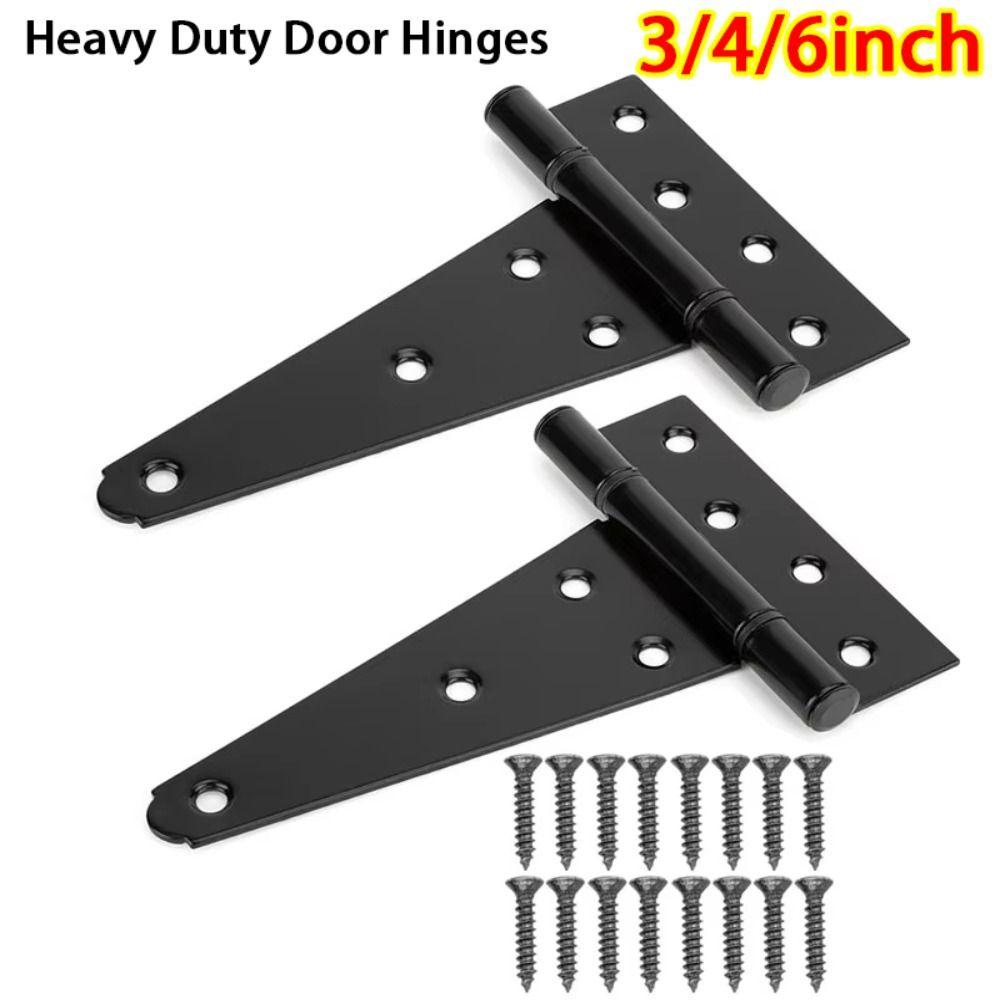 Metal T Shaped Door Hinges 3/4/6inch Wrought Hardware for Wooden Fences Yard Barn Door Cabinet