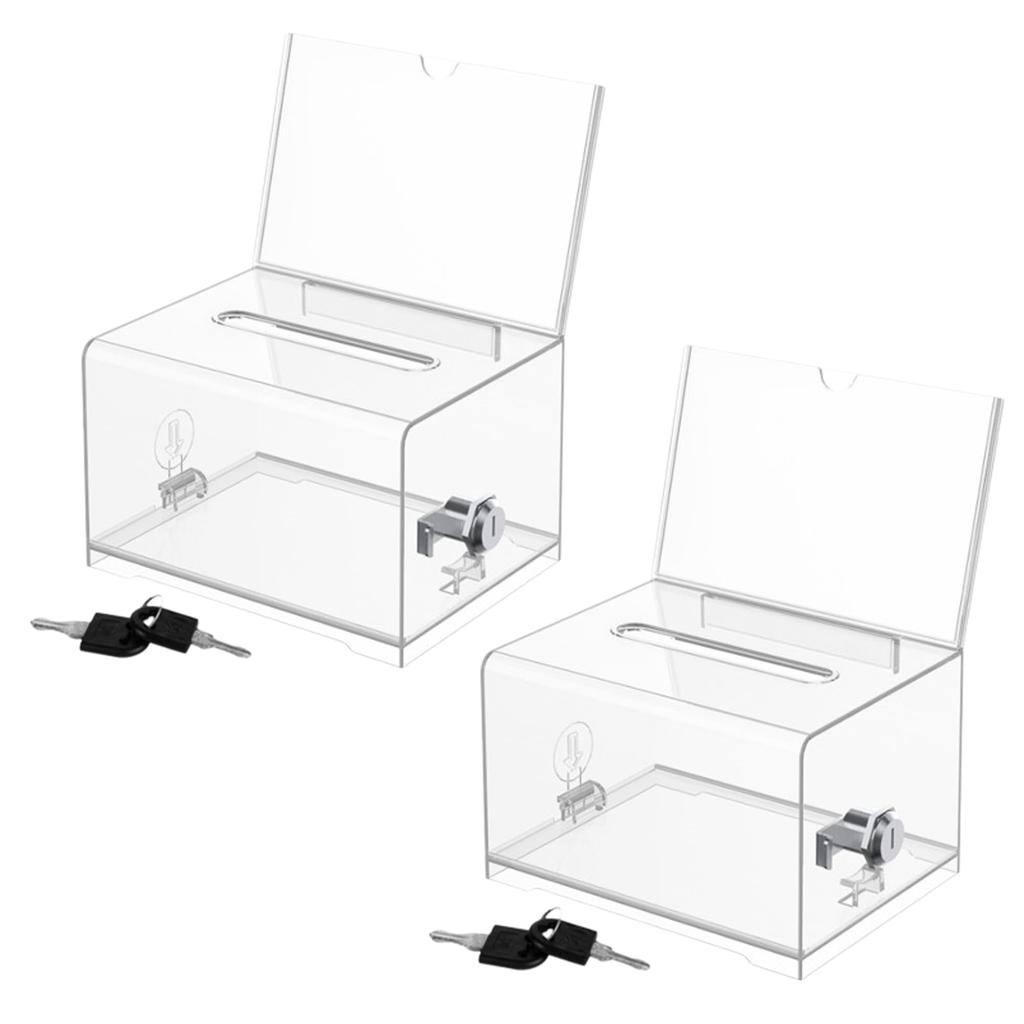Asdays Piggy Ballot with Acrylic Set of 2 Bank, Box, Lock, Box, Transparent, Donation, Survey, Clear, Anti-Loss,