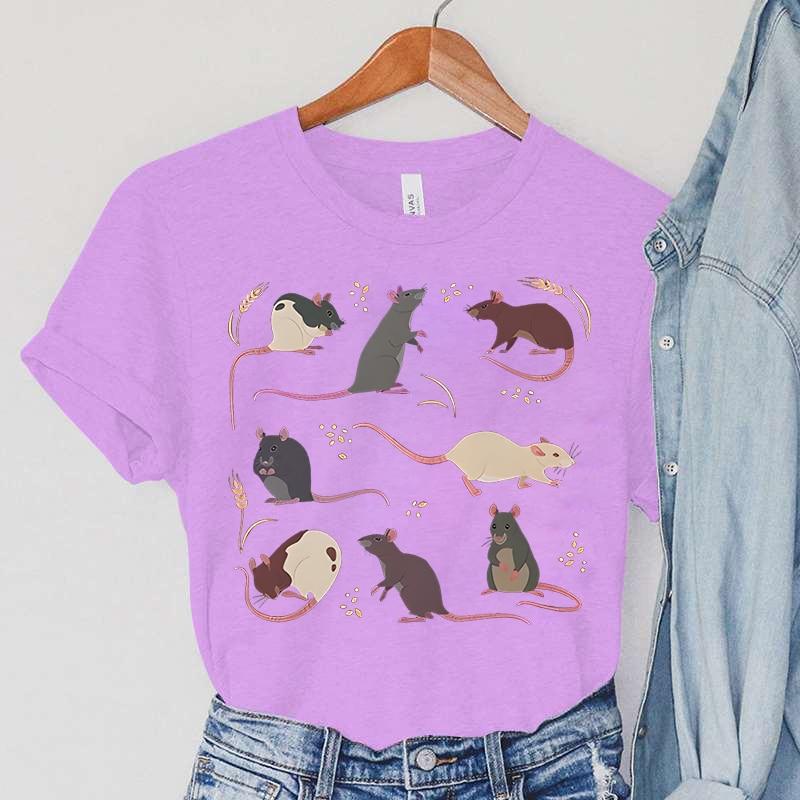 Футболки с изображением крысы, женские топы в стиле Харадзюку с животными, летние повседневные модные футболки, винтажные женские футболки с принтом Paddy, женская одежда с крысой