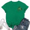 St. Patrick's Adult  Green Crew-neck Short-sleeved Printed Green Three-leaf T-shirt