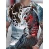 Summer Round Neck 3D Tiger Print Top Fashionable Casual Short Sleeved Men's T-shirts