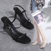 Women's Fine Heel One Buckle Strap High Heels Sexy Open Toe Sandals 6.5cm