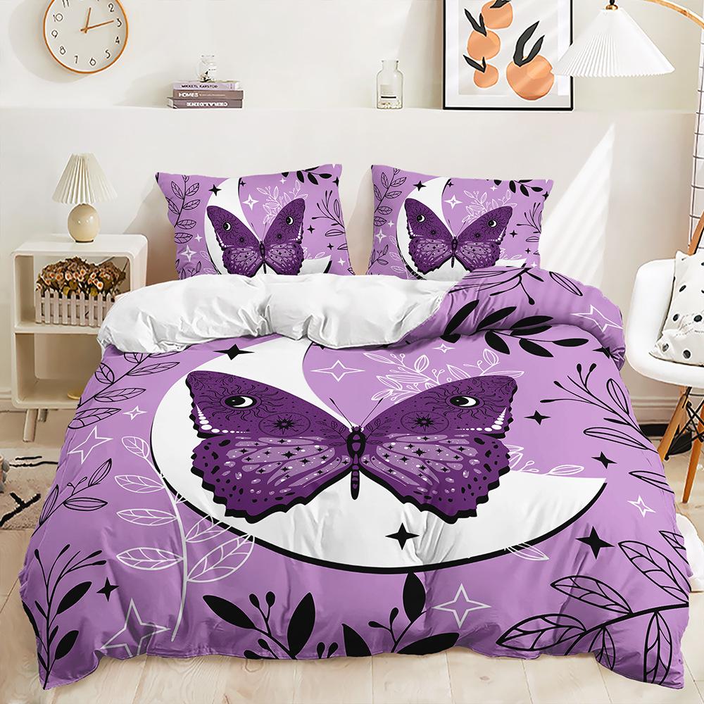 Кровать Комплект из трех предметов Бабочка Животное Роза Цветок Пододеяльник Комплект из двух предметов Спальня