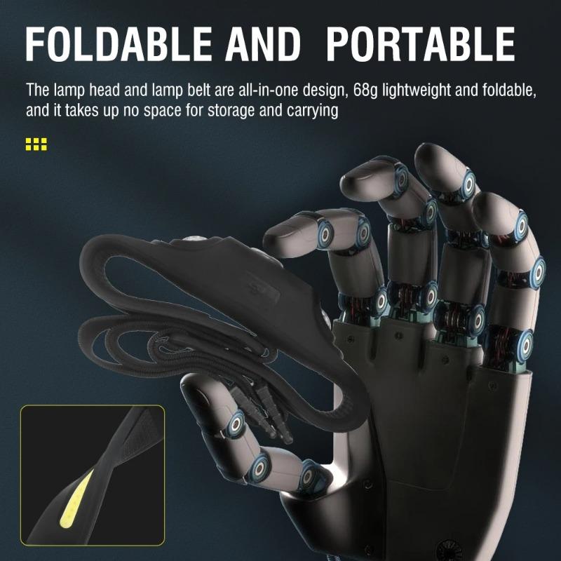 Мощный светодиодный налобный фонарь COB 3000LM, индукционный налобный фонарь, силиконовый, USB-C, перезаряжаемый, для кемпинга, рыбалки