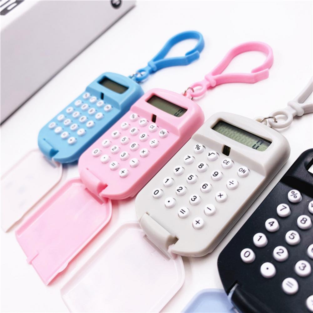 Useful Mini Calculator  Innovative Compact Calculator Keychain  Cartoon Digital Calculator with Key Ring