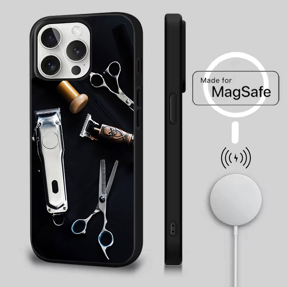 Barber Shop Hair style tools Case For iPhone 17,16,15,14,13,12,11,Pro,Max,Plus,Mini,SE4,E Magnetic Magsafe Wireless Charging