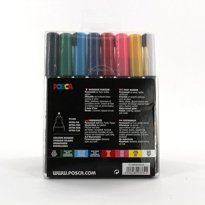Marqueurs - POSCA - PC1MR - Pointe Extra-Fine - Indélébile - Couleurs Basiques