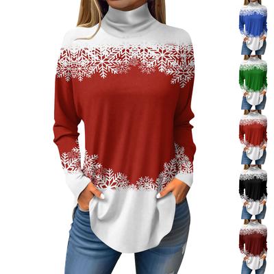 Женская осенняя повседневная толстовка с длинным рукавом, винтажный принт, топ с высоким воротом, пуловер